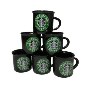 فنجان قهوه خوری مشكي طرح استارباکس ست ۶ عددي StarBucks